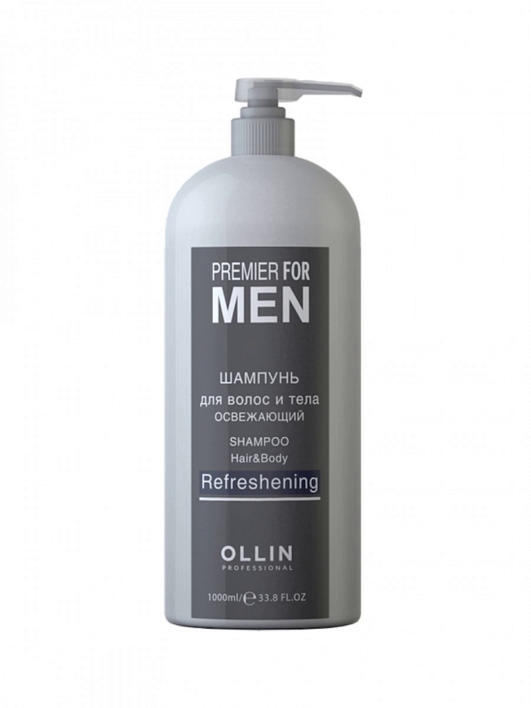 Шампунь для волос и тела освежающий OLLIN PREMIER FOR MEN,1000 мл